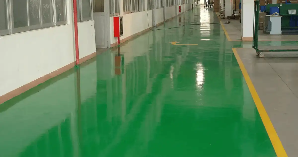 A factory floor professionally covered and marked with epoxy flooring in Fargo, ND