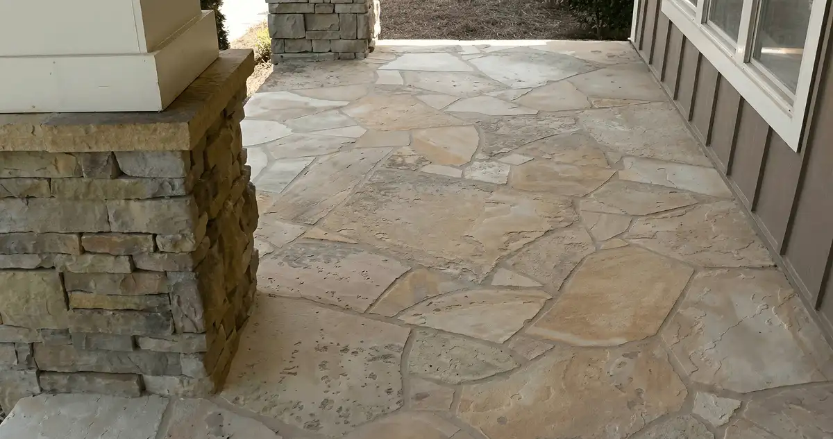 House entrance with professionally installed stone flooring in Fargo ND