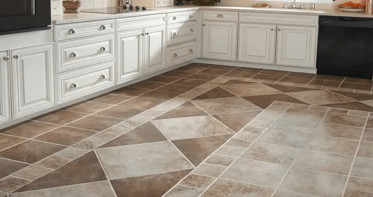 Kitchen with white cabinets and a professionally installed tile floor in Fargo, ND